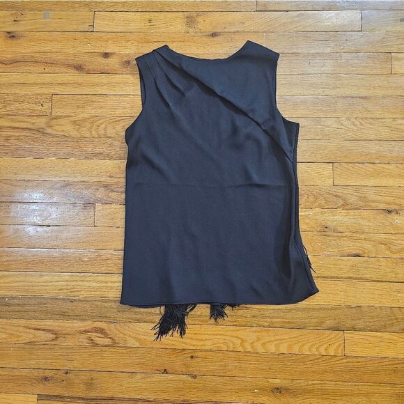 Karen Millen The Atelier Fringed Cutout Top In Black SIZE US 8 - Picture 4 of 12